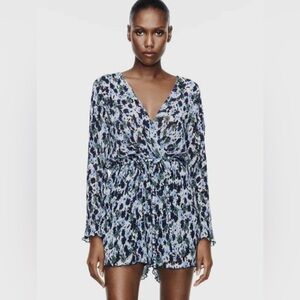 ZARA printed pleated romper size extra small